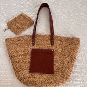 Haute Hippie Brown Tote Bag with Leather Accents